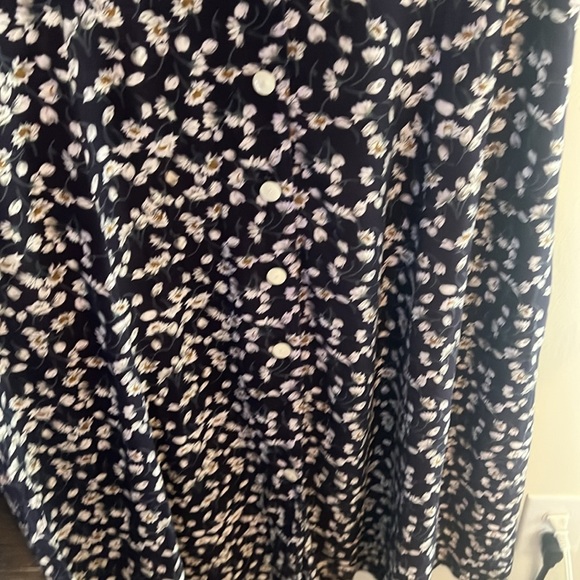 Vintage 90s Floral Blue Sleeveless Dress with Corset Style Tie in Back - Picture 5 of 7